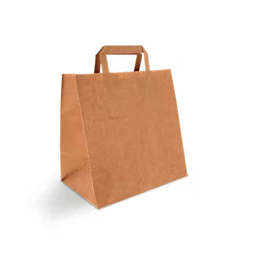 PAPIEREN DRAAGTAS BRUIN 26CM MIDDEL250 STUKS