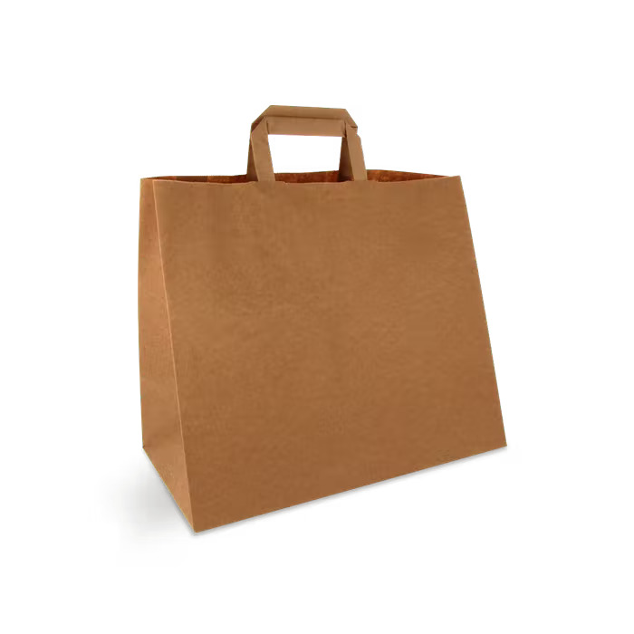 PAPIEREN DRAAGTAS BRUIN 32CM GROOT250 STUKS