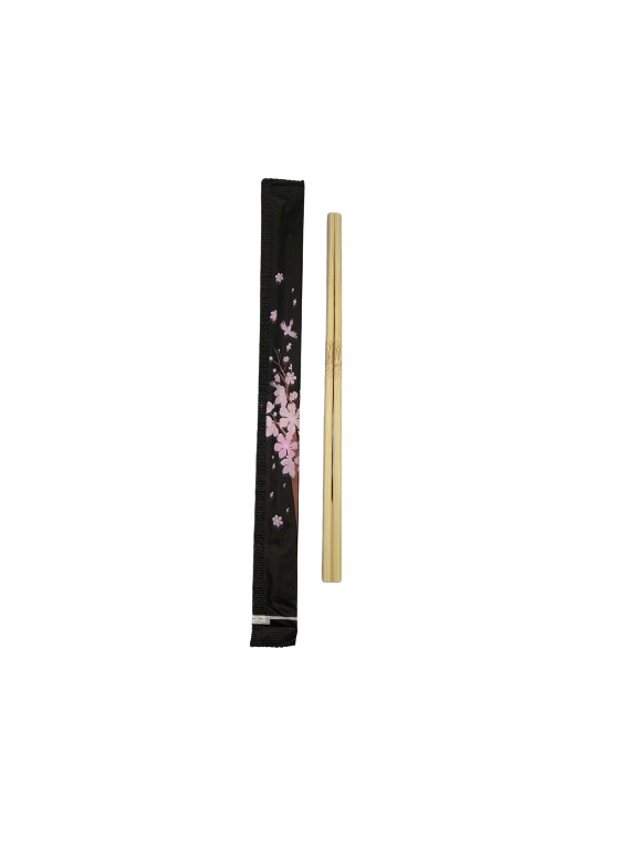 CHOPSTICKS BAMBOE ZWART HOESJE MET FLOWER PRINT 21CM 2000 STUKS